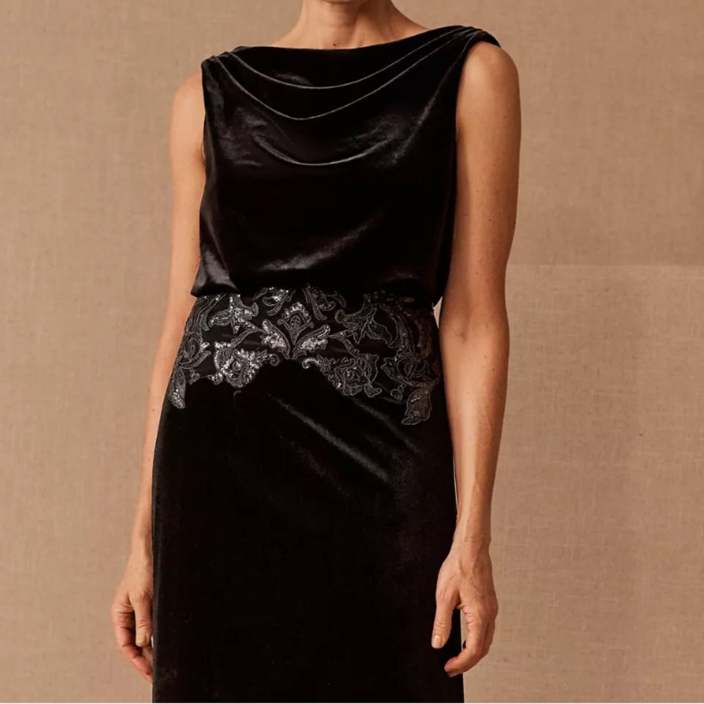 Tadashi Shoji Josepha Elegant Black Velvet Dress